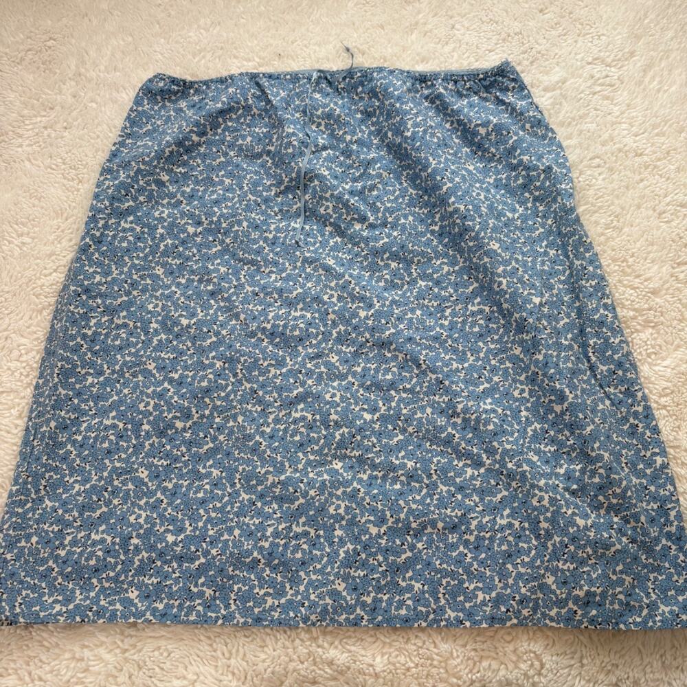 VTG Y2K Women Midi Blue Floral Skirt Whimsy Fairy Boho Festival Cotton Garnola M